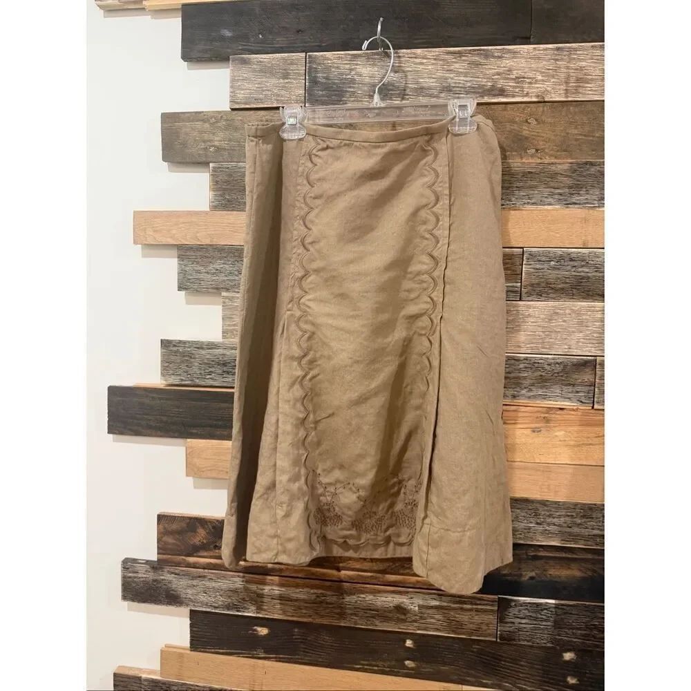 J. Jill vintage linen tan/brown skirt side zip size 12 or large